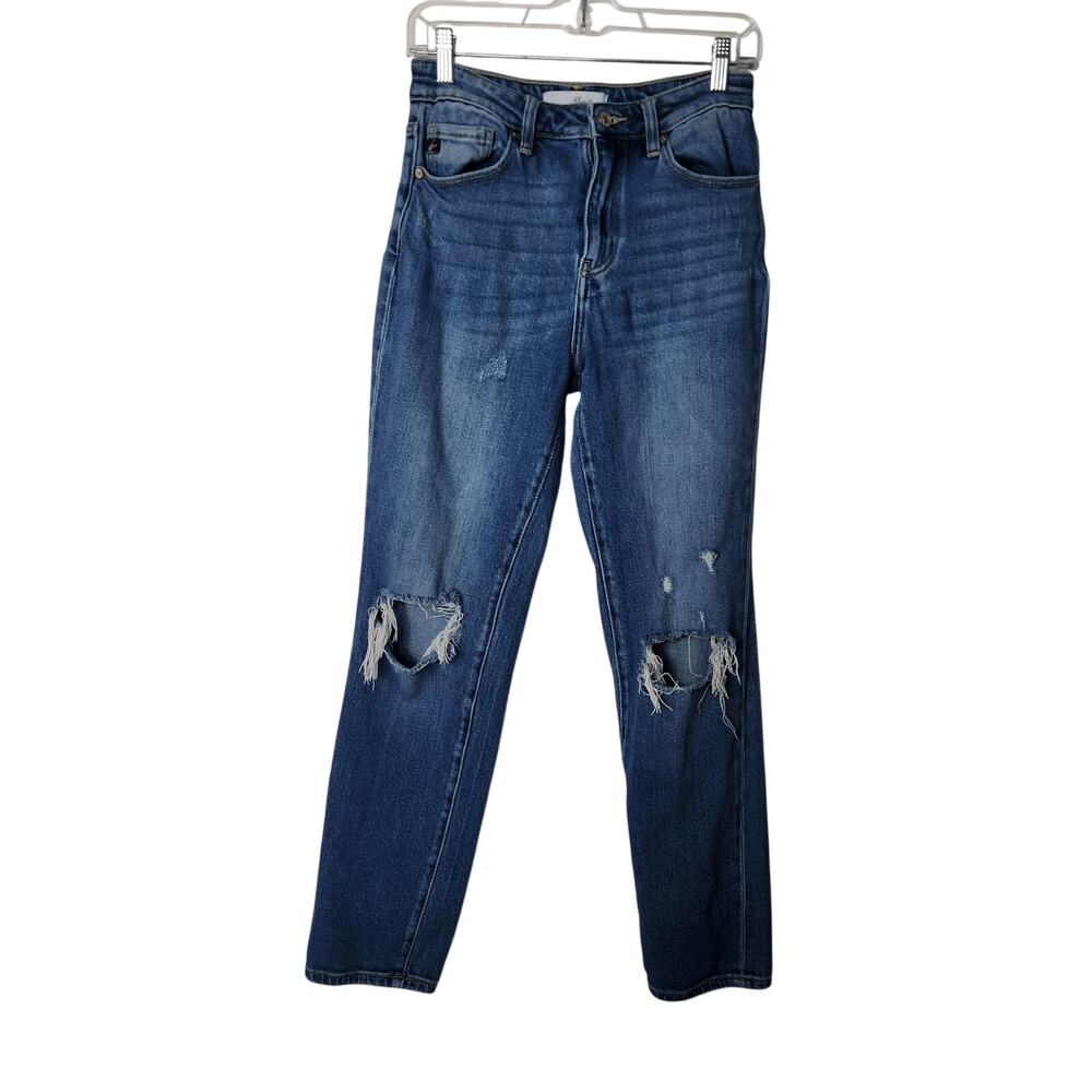 KanCan Blue Medium Wash Denim Straight Slim Ankle Destroyed Jeans Size 5 / 26
